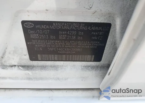 2008 Hyundai Sonata Gls из США, поврежденный, VIN 5NPET46CX8H399861